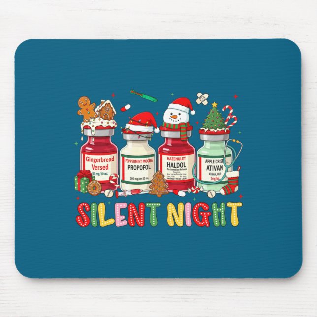 Tapis De Souris Silent Night Funny Nurse Christmas Design Long Sle (Devant)