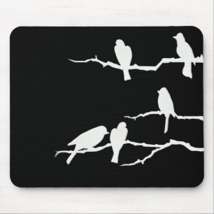 Tapis De Souris Silhouette blanche Mousepad d'oiseau