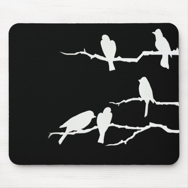 Tapis De Souris Silhouette blanche Mousepad d'oiseau (Devant)