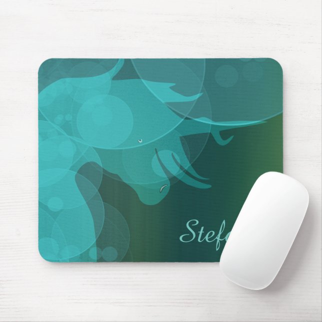 Tapis De Souris Silhouette D de Unicorne (turquoise avec bulles tu (Avec souris)
