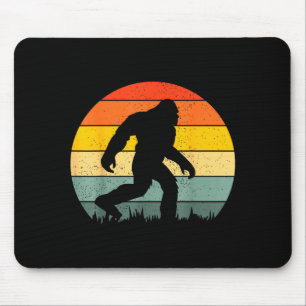 Tapis De Souris Silhouette de Bigfoot rétro coucher de soleil drôl