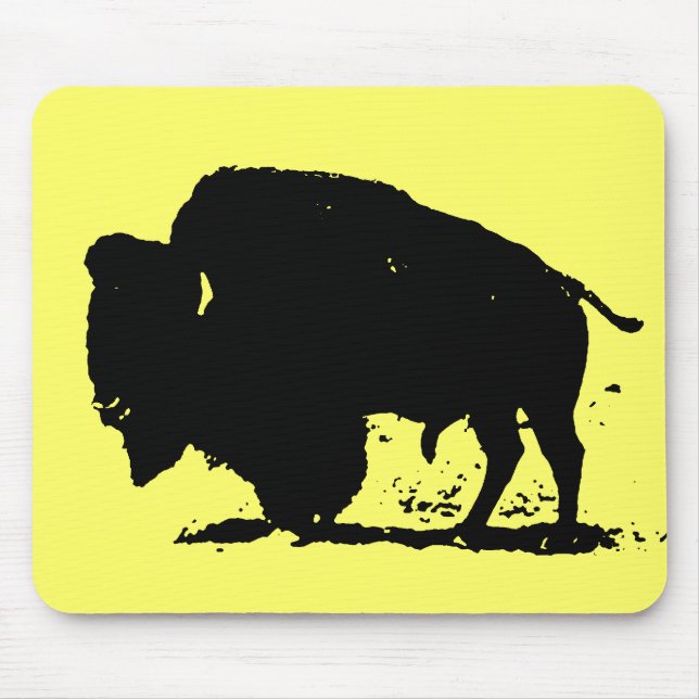 Tapis De Souris Silhouette de buffle noir et blanc (Devant)