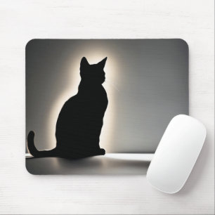 Tapis De Souris Silhouette De Chat Avec Luminosité D'Or