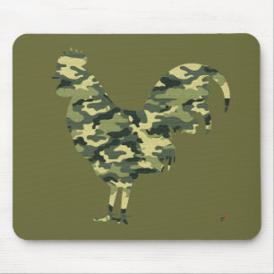 Tapis De Souris Silhouette de coq de camouflage