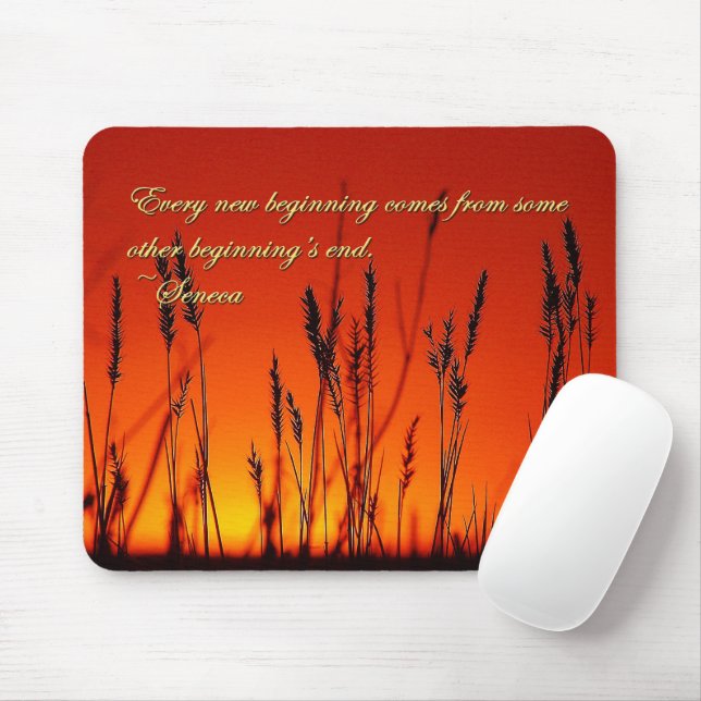 Tapis De Souris Silhouette de coucher du soleil inspirée (Avec souris)