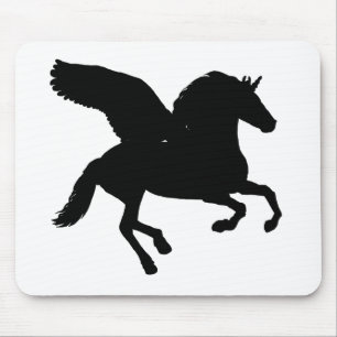 Tapis De Souris Silhouette de la licorne ailée