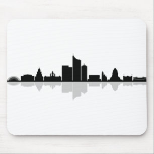 Tapis De Souris Silhouette de LEIPZIG Deutschland City Skyline