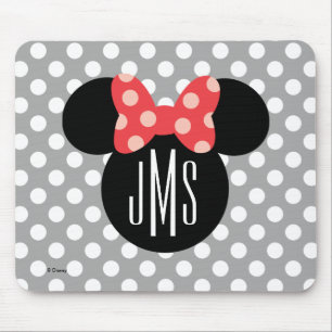 Tapis De Souris Silhouette de Minnie à pois et tête Monogramme