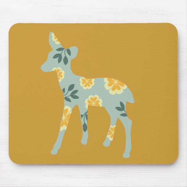 Tapis De Souris Silhouette de motif de pays de faon de cerfs (Devant)