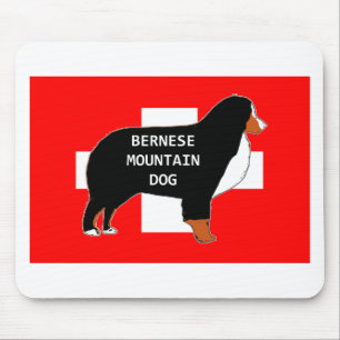 Tapis De Souris silhouette de nom de bernois sur drapeau rouille.