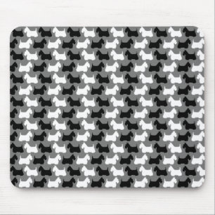 Tapis De Souris Silhouette de Terrier écossais, noir/blanc/gris