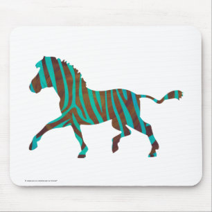 Tapis De Souris Silhouette d'impression Brown et Turquoise Zebra