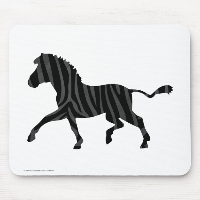 Tapis De Souris Silhouette d'impression noir et gris Zebra (Devant)