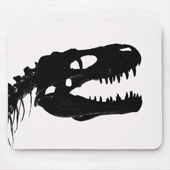 Tapis De Souris Silhouette du squelette du crâne de dinosaure (Devant)