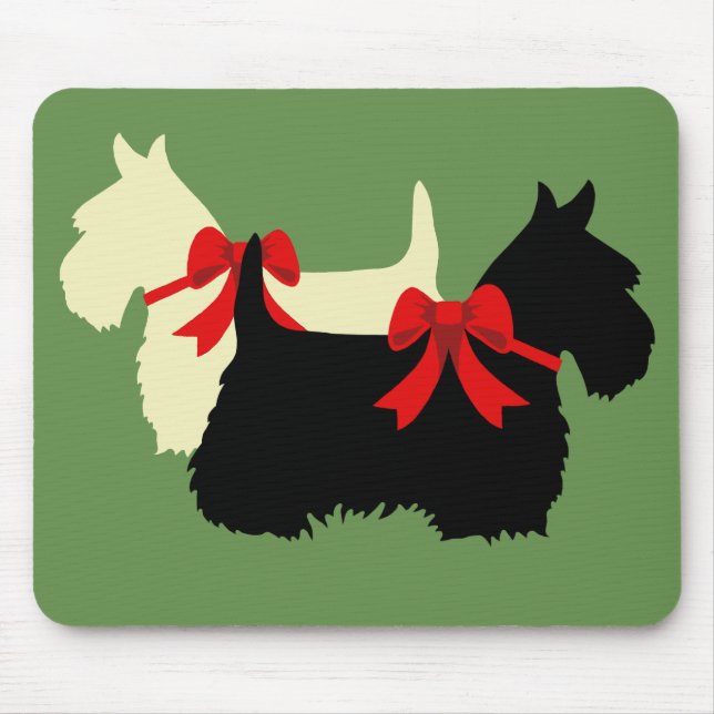 Tapis De Souris Silhouette écossaise Terrier/terriers, vert île (Devant)