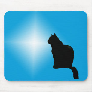 Tapis De Souris Silhouette et étoile de chat noir