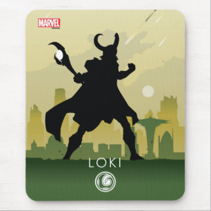 Tapis De Souris Silhouette héroïque de Loki