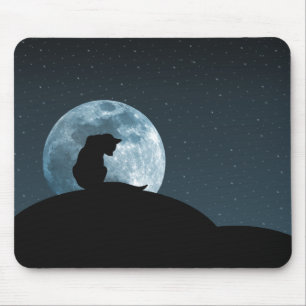 Tapis De Souris Silhouette Mousepad de chat noir
