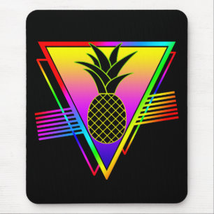 Tapis De Souris Silhouette Rétro Moderne Ananas Fruit D'été
