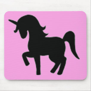 Tapis De Souris Silhouette rose noire de licorne
