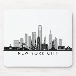 Tapis De Souris Silhouette Skyline de la ville de New York Manhatt