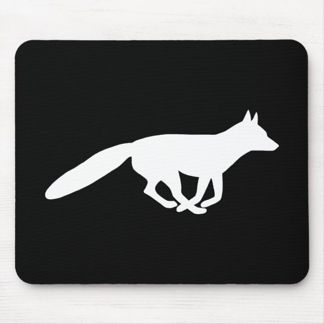Tapis De Souris Silhouette White Fox | Faune noire et blanche (Devant)