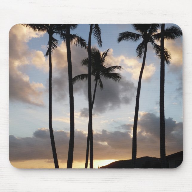 Tapis De Souris Silhouettes de palmiers à Hawaii (Devant)