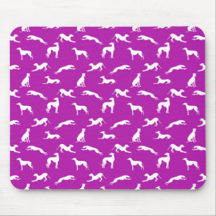 Tapis De Souris Silhouettes grises - Blanc sur rose (B41AAA)