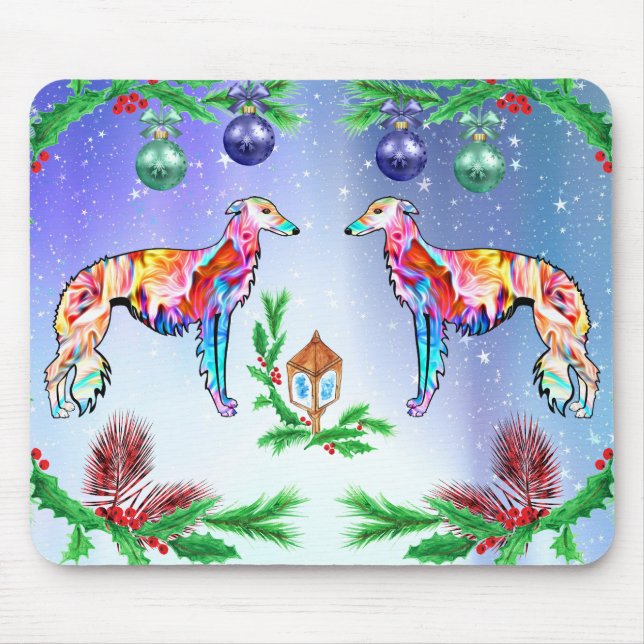 Tapis De Souris Silken Windhound Christmas Sticker (Devant)