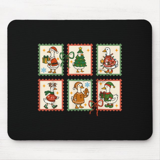 Tapis De Souris Silly Goose Santa Christmas Stamp Cute Merry Goose (Devant)