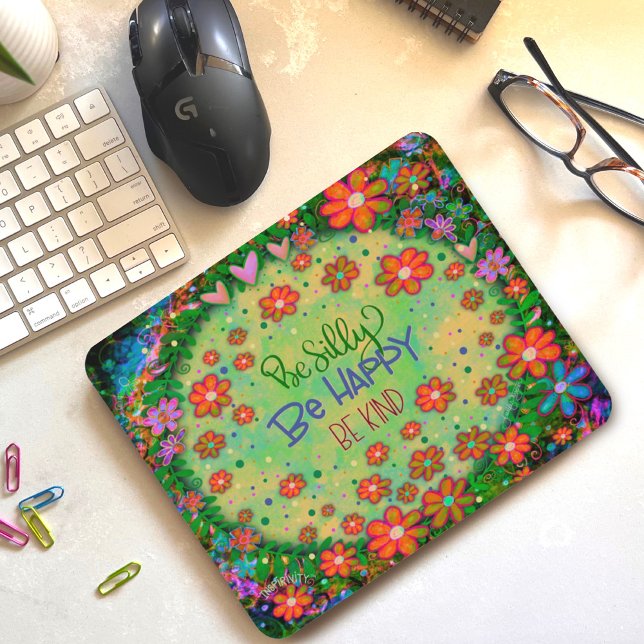 Tapis De Souris Silly Happy Genre Coeurs Floraux Plutôt Amusants (Créateur téléchargé)