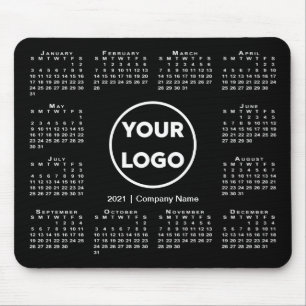Tapis De Souris Simple 2021 Calendar Business Logo on Black