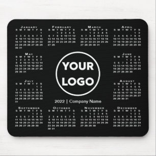 Tapis De Souris Simple 2022 Calendar Business Logo on Black