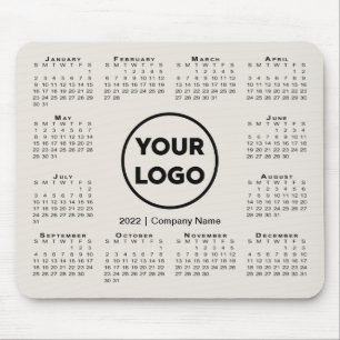 Tapis De Souris Simple 2022 Calendrier Business Company Logo Beige