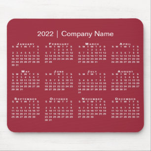 Tapis De Souris Simple 2022 Calendrier Nom de l'entreprise sur Bou