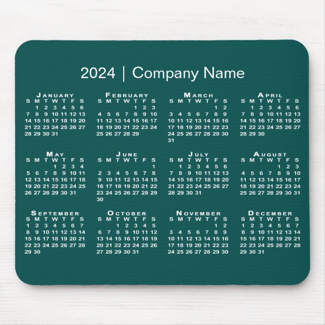 Tapis De Souris Simple 2024 Calendrier Nom de l'entreprise sur Blu (Devant)
