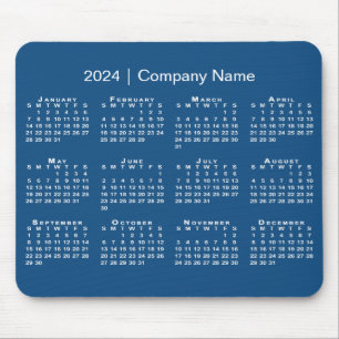 Tapis De Souris Simple 2024 Calendrier Nom de l'entreprise sur Blu
