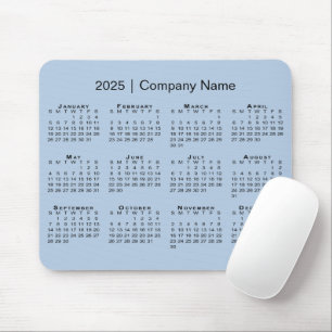 Tapis De Souris Simple 2025 Calendrier Nom de l'entreprise en bleu