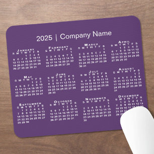 Tapis De Souris Simple 2025 Calendrier Nom de l'entreprise sur Pur