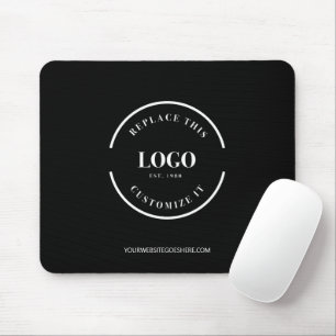 Tapis De Souris Simple entreprise blanche logo site Web noir