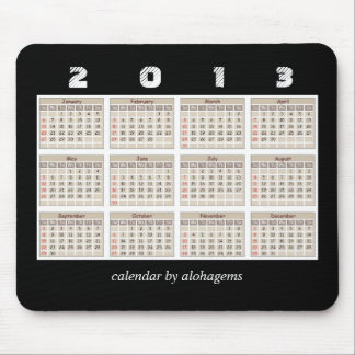 Tapis de souris Simple et Propre Calendrier 2013
