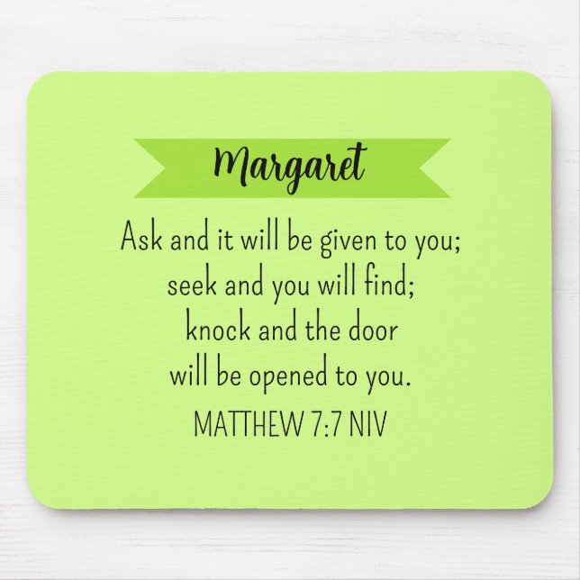 Tapis De Souris Simple Lime Vert Demander Dieu Bible Verse Chrétie (Devant)