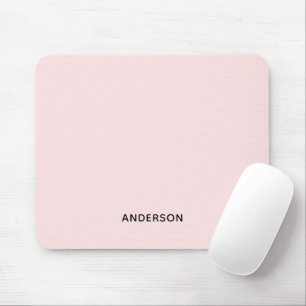 Tapis De Souris Simple Monogramme Personnalisé Rose & Nom Élégan