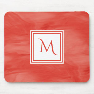 Tapis De Souris Simple rouge orange subtil marbre moderne Monogram