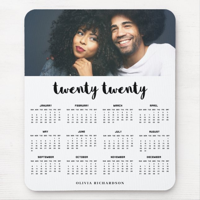 Tapis De Souris Simple Tendance Typographie 2020 Calendrier photo (Devant)