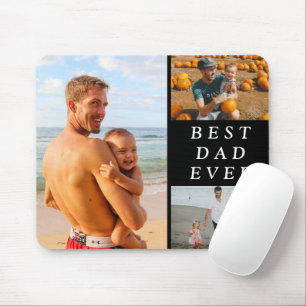 Tapis De Souris Simple trois photos meilleur papa jamais noir