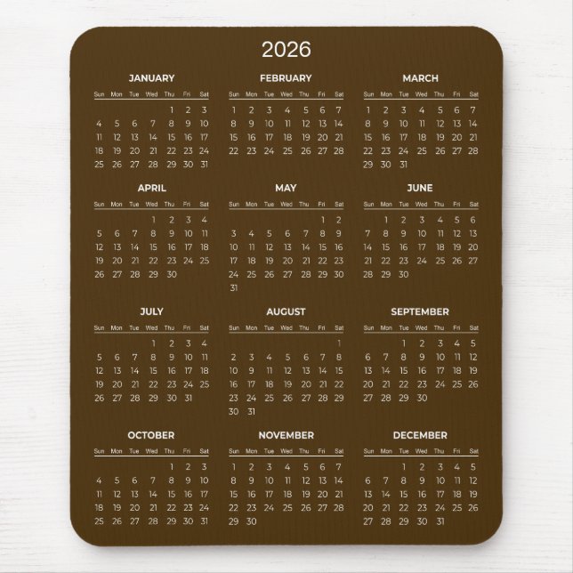 Tapis De Souris Simple Yet Elegant 2026 Calendar | Mousepad (Devant)