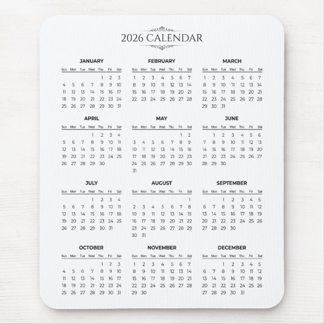 Tapis De Souris Simple Yet Elegant 2026 Calendar | Mousepad (Devant)