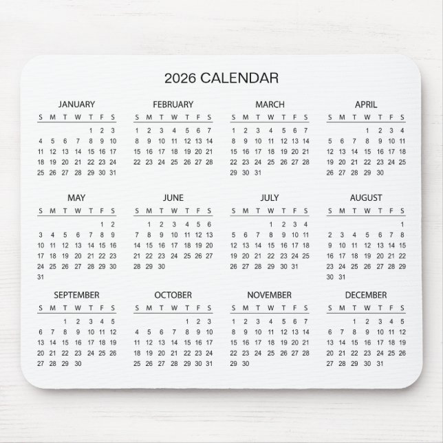 Tapis De Souris Simple Yet Elegant 2026 Calendar | Mousepad (Devant)