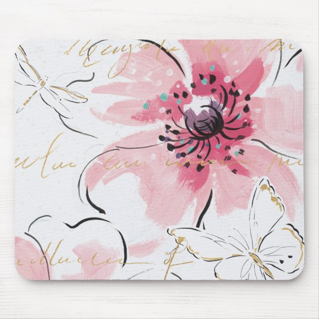 Tapis De Souris Simplement aquarelle du rose | florale (Devant)
